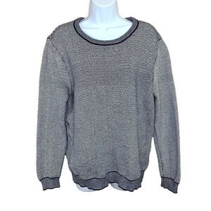 Medium HM Blue White Cotton Sweater Long Sleeve Pullover Stretch 8 10